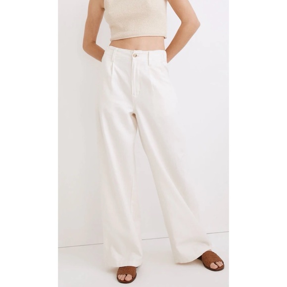 Madewell Pants - MADEWELL *Dark Blush Tall Cotton-Linen Pleated Wide Leg Pants